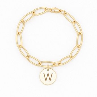 Meshmerise 18K Gold Over Silver Initial Disc Link Bracelet
