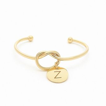 Meshmerise 18K Gold Over Silver Initial Love Knot Bangle Bracelet