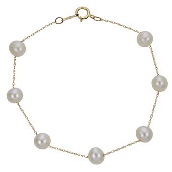PearLustre by Imperial 10k Gold Freshwater Cultured Pearl Station Bracelet