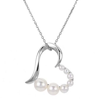 PearLustre by Imperial Sterling Silver Freshwater Cultured Pearl Heart Pendant Necklace