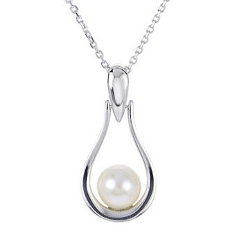 PearLustre by Imperial Sterling Silver Cultured Pearl Tear Drop Pendant Necklace