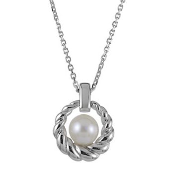 PearLustre by Imperial Sterling Silver Cultured Pearl Shrimp Door Knocker Pendant Necklace
