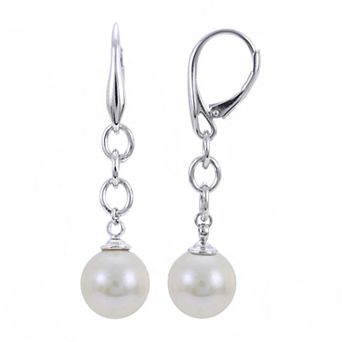 PearLustre by Imperial Sterling Silver Cultured Pearl Rolo Chain Windsor Drop Earrings