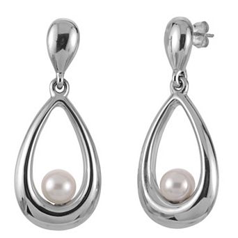 PearLustre by Imperial Sterling Silver Cultured Pearl Door Knocker Drop Earrings