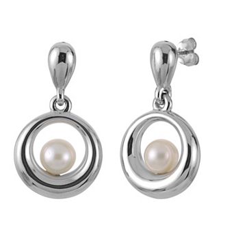 PearLustre by Imperial Sterling Silver Cultured Pearl Door Knocker Drop Earrings