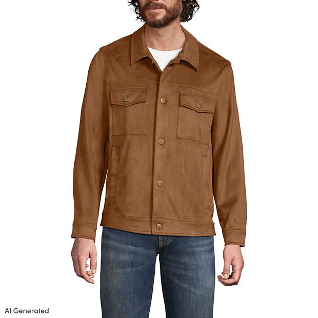 Men's Lands' End Faux Suede Trucker Jacket