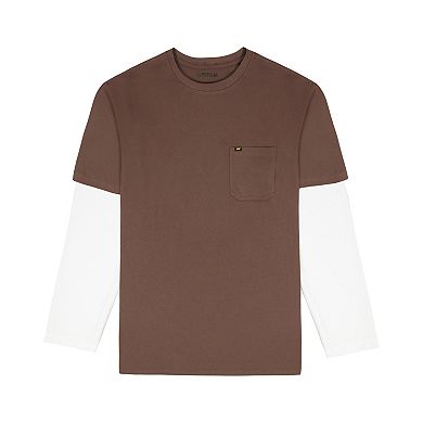 Men's Caterpillar Thermal Waffle Long Sleeve Twofer Pocket Tee