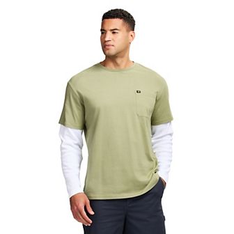 Men's Caterpillar Thermal Waffle Long Sleeve Twofer Pocket Tee