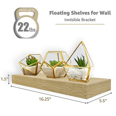3 Pack 16 Inch Sorbus Coastal Rectangle Floating Shelves - Display Books, Frames, and more