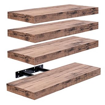 4 Pack 16 Inch Sorbus Rustic Floating Shelves - for Kitchen, Living Room, Office
