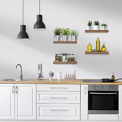 4 Pack 16 Inch Sorbus Rustic Floating Shelves - for Kitchen, Living Room, Office