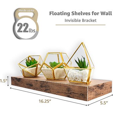4 Pack 16 Inch Sorbus Rustic Floating Shelves - for Kitchen, Living Room, Office