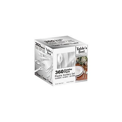 Clear Disposable Cutlery set - 360 Pieces: 180 Forks, 120 Spoons, 60 Knives