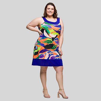 Plus Size 24Seven Comfort Apparel Scoop Neck Sleeveless Knee Length Dress