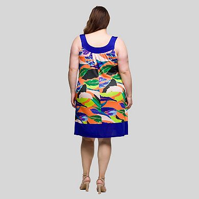 Plus Size 24Seven Comfort Apparel Scoop Neck Sleeveless Knee Length Dress