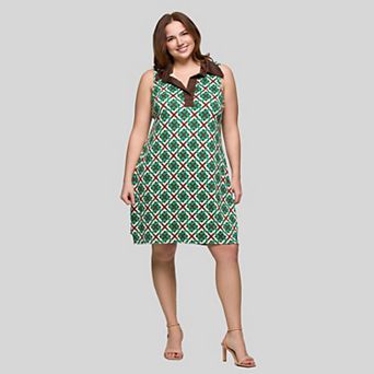 Plus Size 24Seven Comfort Apparel Sleeveless Collared Mini Dress