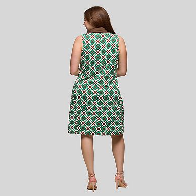 Plus Size 24Seven Comfort Apparel Sleeveless Collared Mini Dress
