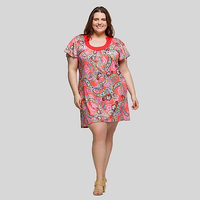 Plus Size 24Seven Comfort Apparel Short Sleeve Scoop Neck Mini