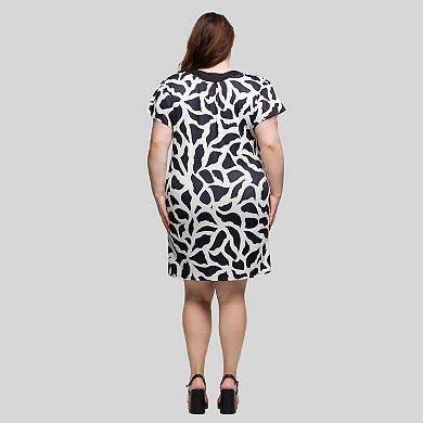 Plus Size 24Seven Comfort Apparel Short Sleeve Scoop Neck Mini Dress