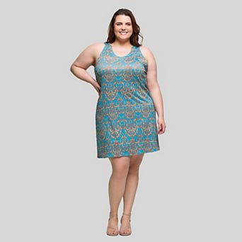 Plus Size 24Seven Comfort Apparel Sleeveless Shift Knee Length Dress