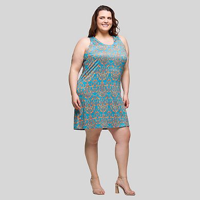 Plus Size 24Seven Comfort Apparel Sleeveless Shift Knee Length Dress