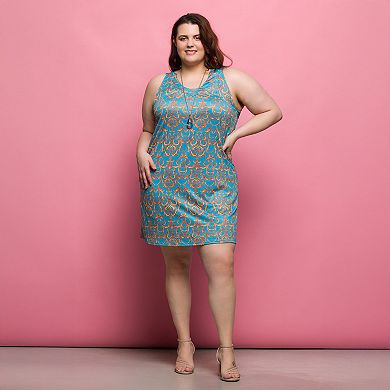 Plus Size 24Seven Comfort Apparel Sleeveless Shift Knee Length Dress