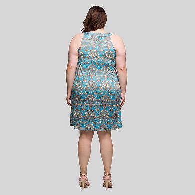 Plus Size 24Seven Comfort Apparel Sleeveless Shift Knee Length Dress