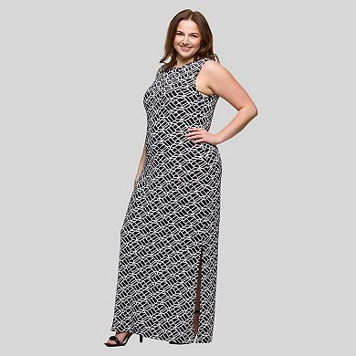 Plus Size 24Seven Comfort Apparel Sleeveless Side Slit Maxi Dress