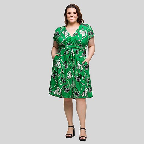 Женские платья 24Seven Plus Size 24Seven Comfort Apparel Cap Sleeve Knee Length Dress