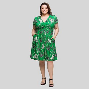 Plus Size 24Seven Comfort Apparel Cap Sleeve Knee Length Dress