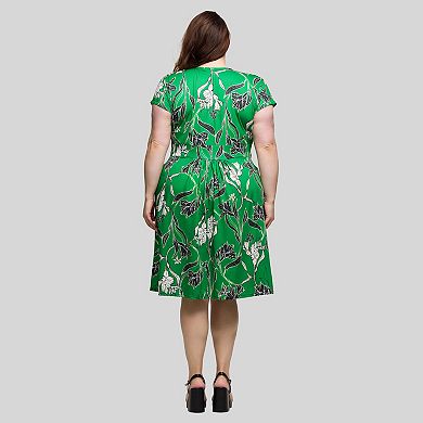 Plus Size 24Seven Comfort Apparel Cap Sleeve Knee Length Dress