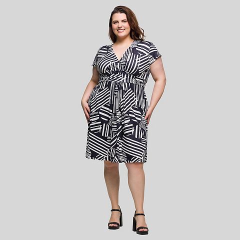 Женские платья 24Seven Plus Size 24Seven Comfort Apparel Cap Sleeve Abstract Knee Length Pocket Dress