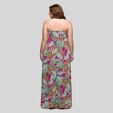 Plus Size 24Seven Comfort Apparel A-Line Strapless Pocket Maxi Dress