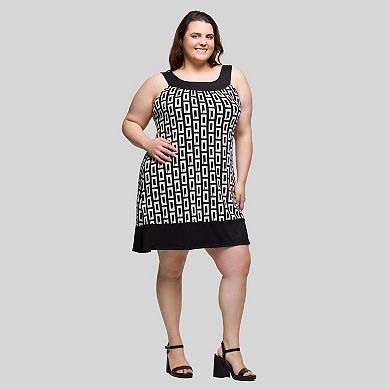 Plus Size 24Seven Comfort Apparel Scoop Neck Sleeveless Knee Length Dress