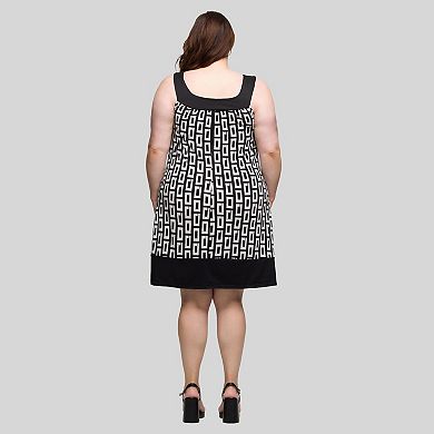 Plus Size 24Seven Comfort Apparel Scoop Neck Sleeveless Knee Length Dress