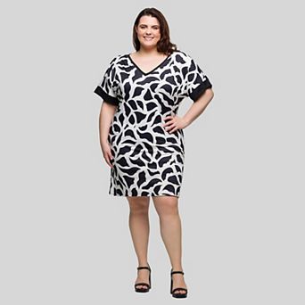 Plus Size 24Seven Comfort Apparel Short Sleeve Knee Length T-Shirt Dress
