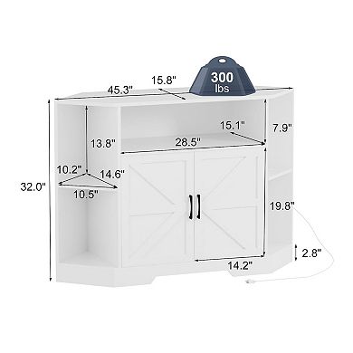 Corner Tv Stand for Tvs Up to 55 Inch with Power Outlet