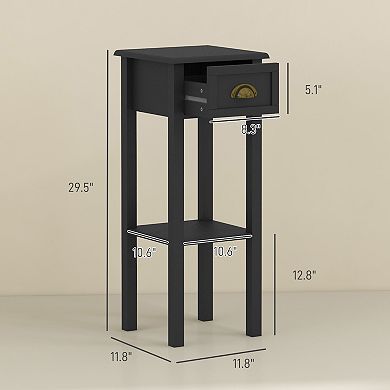 Homcom 2-tier Side Tables Set Of 2 With Drawer Shelf For Living Room