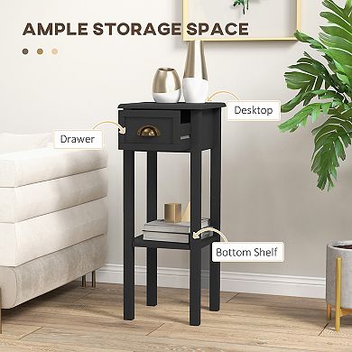 Homcom 2-tier Side Tables Set Of 2 With Drawer Shelf For Living Room