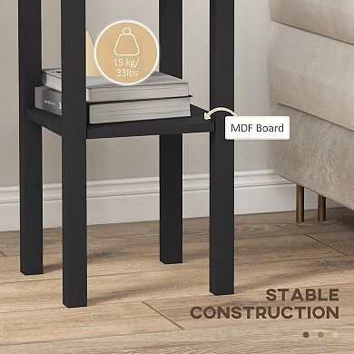 Homcom 2-tier Side Tables Set Of 2 With Drawer Shelf For Living Room