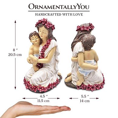 A Mother’s Embrace Figurine, 8" Child and Mom Heartwarming Tabletop Statue Decoration