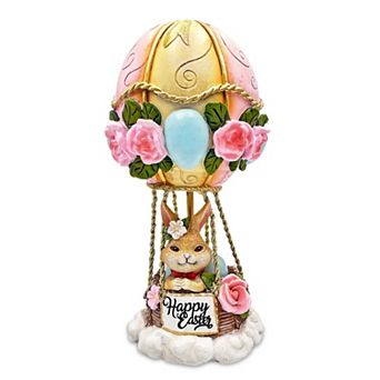 Springtime Voyage Easter Bunny Hot Air Balloon Figurine, 7" Charming Holiday Decor