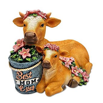 Best Mom Cow and Calf Charming Figurine, 6" Keepsake Jersey Statue and Mother’s Day Gift