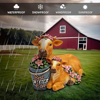 Best Mom Cow and Calf Charming Figurine, 6" Keepsake Jersey Statue and Mother’s Day Gift