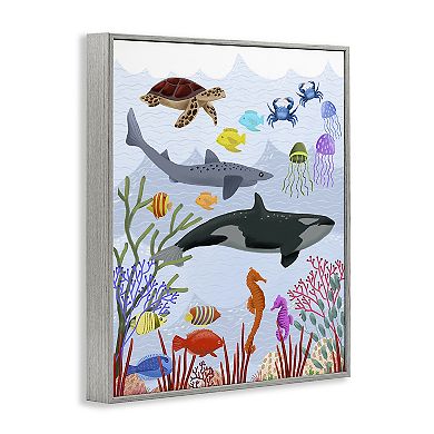 Stupell Home Decor Aquatic Animals Underwater Framed Giclee Wall Art