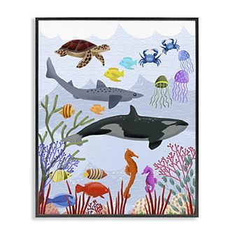 Stupell Home Decor Aquatic Animals Underwater Framed Giclee Wall Art