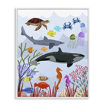 Stupell Home Decor Aquatic Animals Underwater Framed Giclee Wall Art