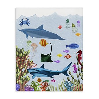 Stupell Home Decor Sharks & Fish Underwater Canvas Wall Art