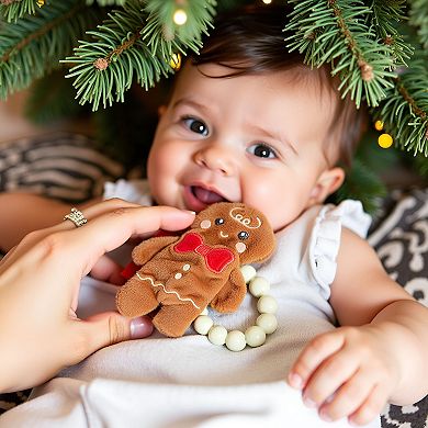 Pearhead Gingerbread Man Crinkle Teether & Rattle