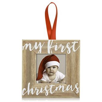 Pearhead My First Christmas Wooden Photo Christmas Ornament